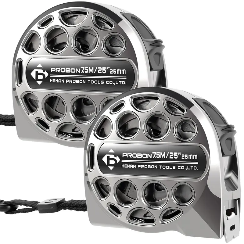 Tape Measure 7.5M/25FT Tape Measure  Stainless Steel Measuring Tapewith Double-Sided Scale Waterproof Portable RetractableMeasure Ruler Hollow Design Titanium Tape Measure AutoLock Button Hook Protector