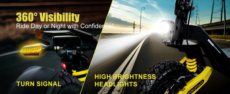 EOEOTWO All Terrain Electric Scooter,1200W Violent Motor,30MPH Fast 20/40Miles Range,3 Seconds Folding,330LBs Load Capacity,Dual Shock Absorption,Foldable Off-Road E-Scooter