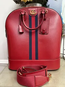 Pre-owned GUCCI Leather Shoulder Bags Savoy Web Bowling Tote Leather