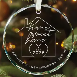 New Home Christmas Ornaments 2025 - First Home Ornament 2025 - House Warming Gifts New Home Women, Couple - Glass Ornaments