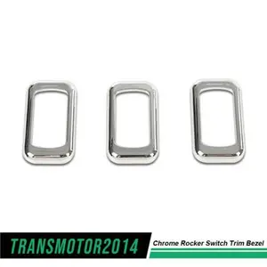 CROSSDESIGN 3Pcs Chrome Rocker Switch Trim Bezel Fit For Peterbilt Keworth Freightliner