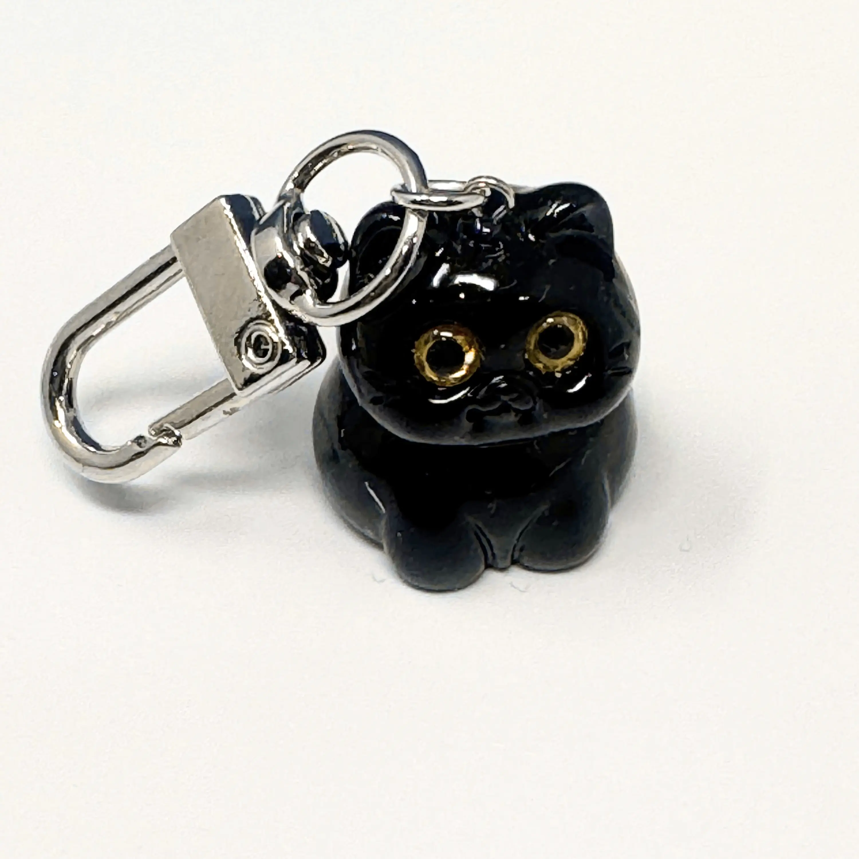 Big Eyed Chubby Black Cat Keychain – Mini Lucky Cat Bag Charm