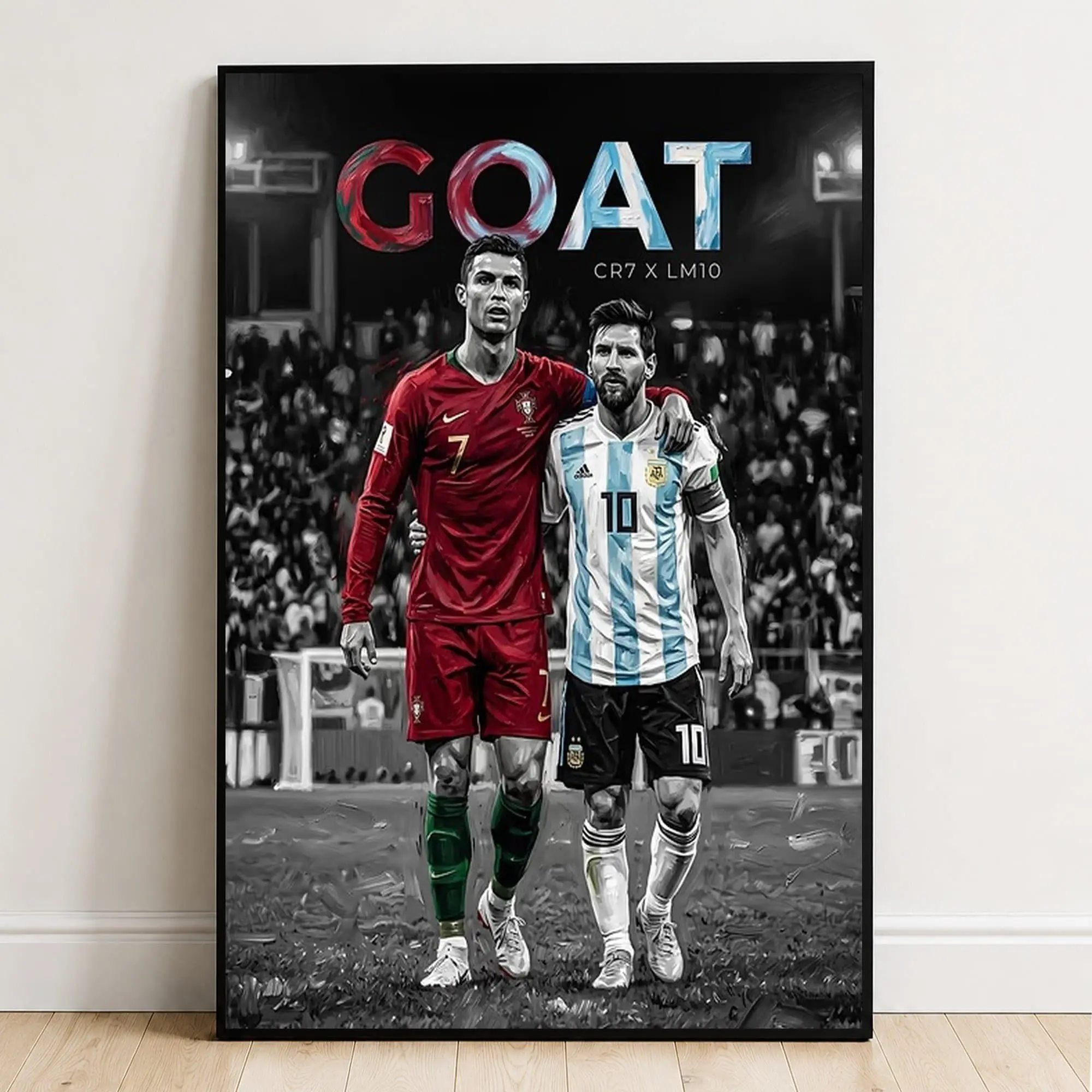 Cristiano Ronaldo And Lionel Messi Goat Poster, Football Poster, Wall Art, Home Decor ( Unframed - Print Only )
