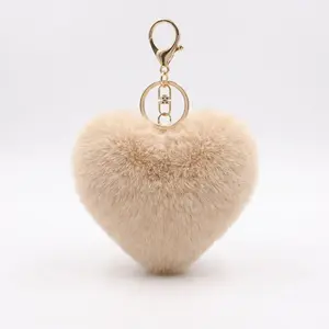 Plush Faux Rabbit Fur Heart Keychain, Cute Pom-Pom Bag Charm for Women and Teens, Trendy Hanging Accessory for Purses, Backpacks, or Keys, Adorable Love-Themed Pendant, Perfect Gift for Her, Adds Cozy, Stylish, and Fun Statement to Everyday Looks