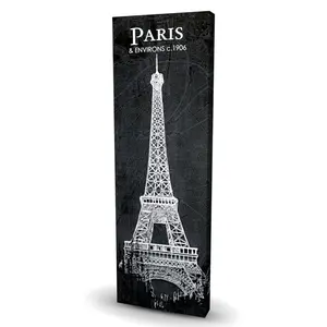 Begin Home Decor C1RC16480R9MK1 16 x 48 in. Eiffel Tower Sketch Canvas - Industrial Architecture Home Decor