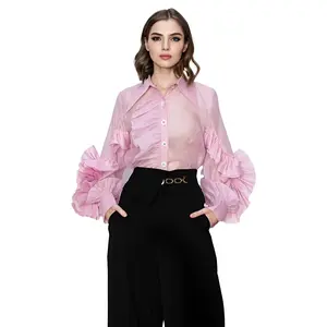 Shauna Orchid Pink Ruffled Sleeves Top