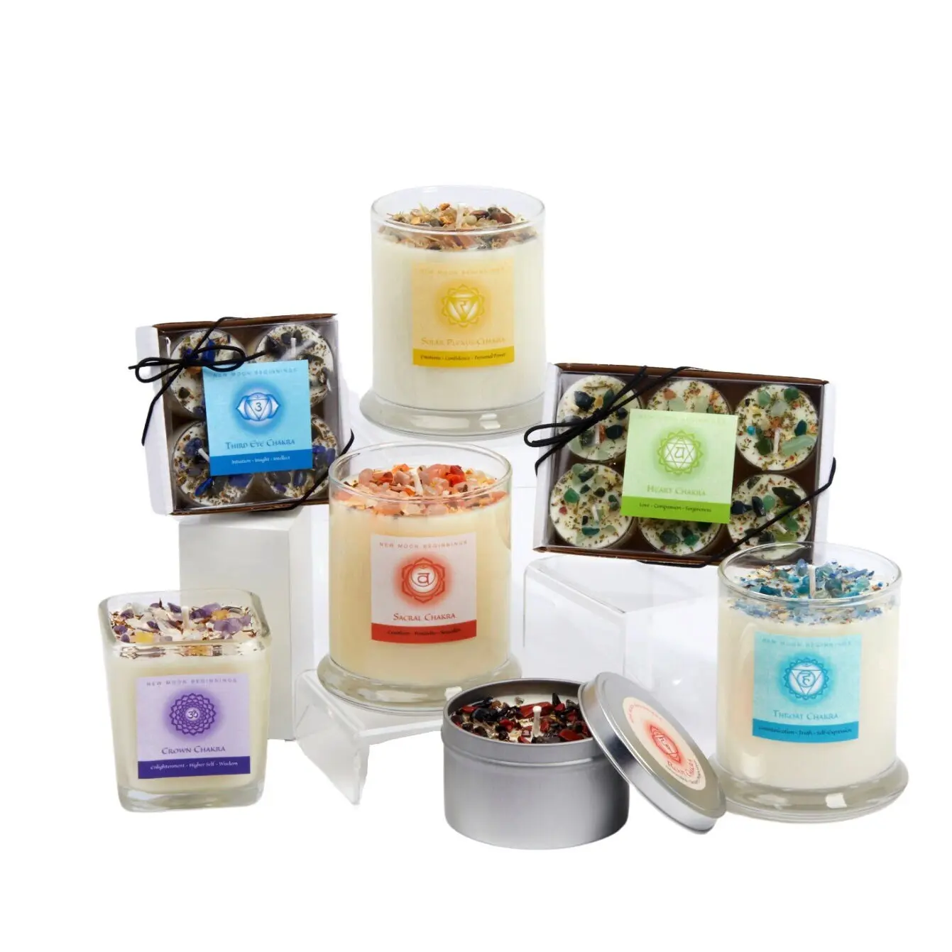 Chakra Candles with Crystals - Seven Chakra Candle - 7 Chakra Crystal Candles - Chakra Gift - Chakra Balancing Candles - Soy Wax - Handmade!