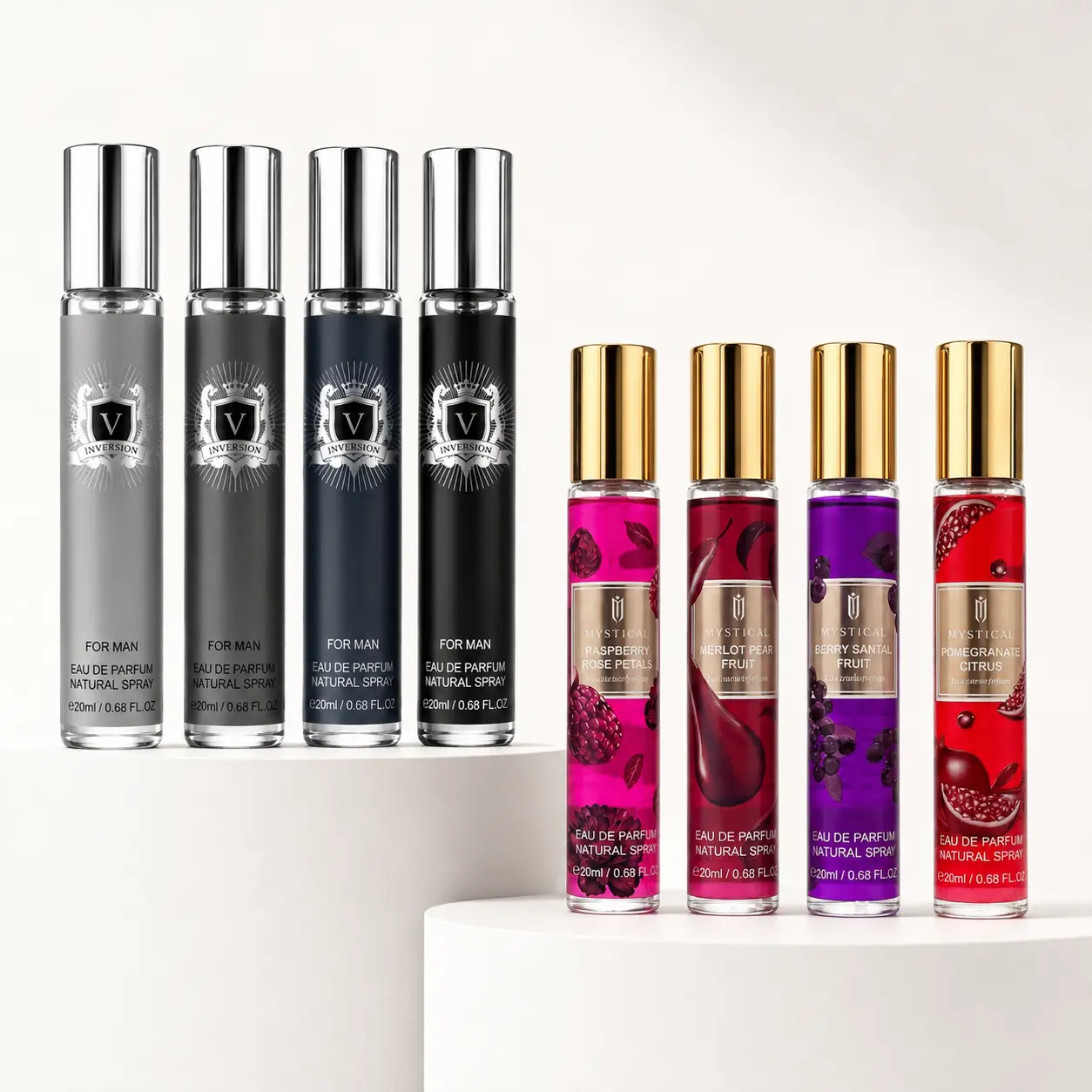 MYSTICAL Luxury His & Her Couple Perfume Gift Set, 8 Captivating Micro Eau De Parfum Fragrances, Long-Lasting, 8x20ml All-In-1 Scent Wardrobe