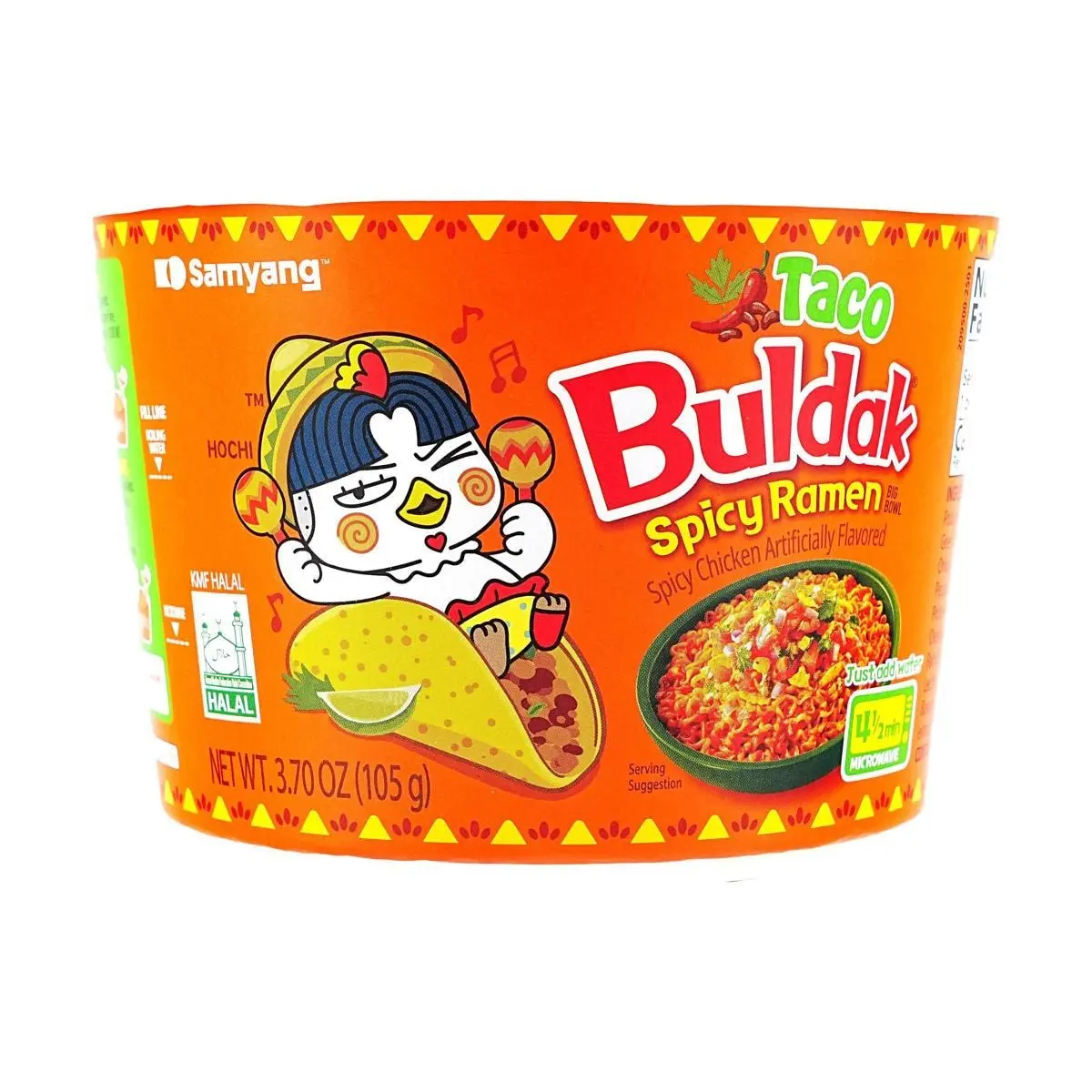 SAMYANG Taco Buldak Spicy Chicken Ramen Noodles 3.7 oz Korean Instant Noodles Hot & Flavorful Buldak Noodle Soup - New Taco Flavor SAMYANG Taco Buldak Spicy Chicken Ramen Noodles 3.7 oz Korean Instant Noodles Hot & Flavorful Buldak Noodle Soup - New Taco Flavor