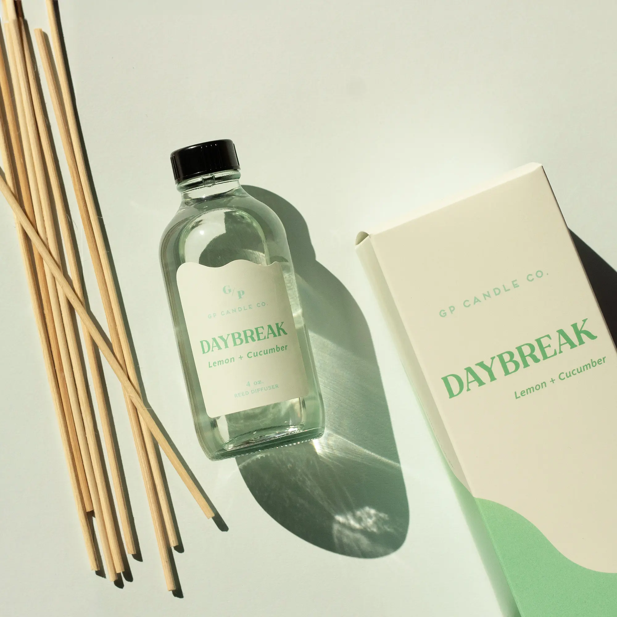 Daybreak (Lemon + Cucumber) 4 oz. Archivist Reed Diffuser Glass Bottle Oil Luxe Set Freshener Fragrance Aroma Scented Scent