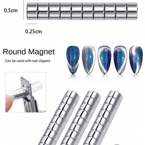 20pcs Strong Magnetic Cat Eye Nail Art Magnets, Round Cylinder Multi-Functional Magnet for Manicure Tools, Professional Use Only, Nail Care Tool
