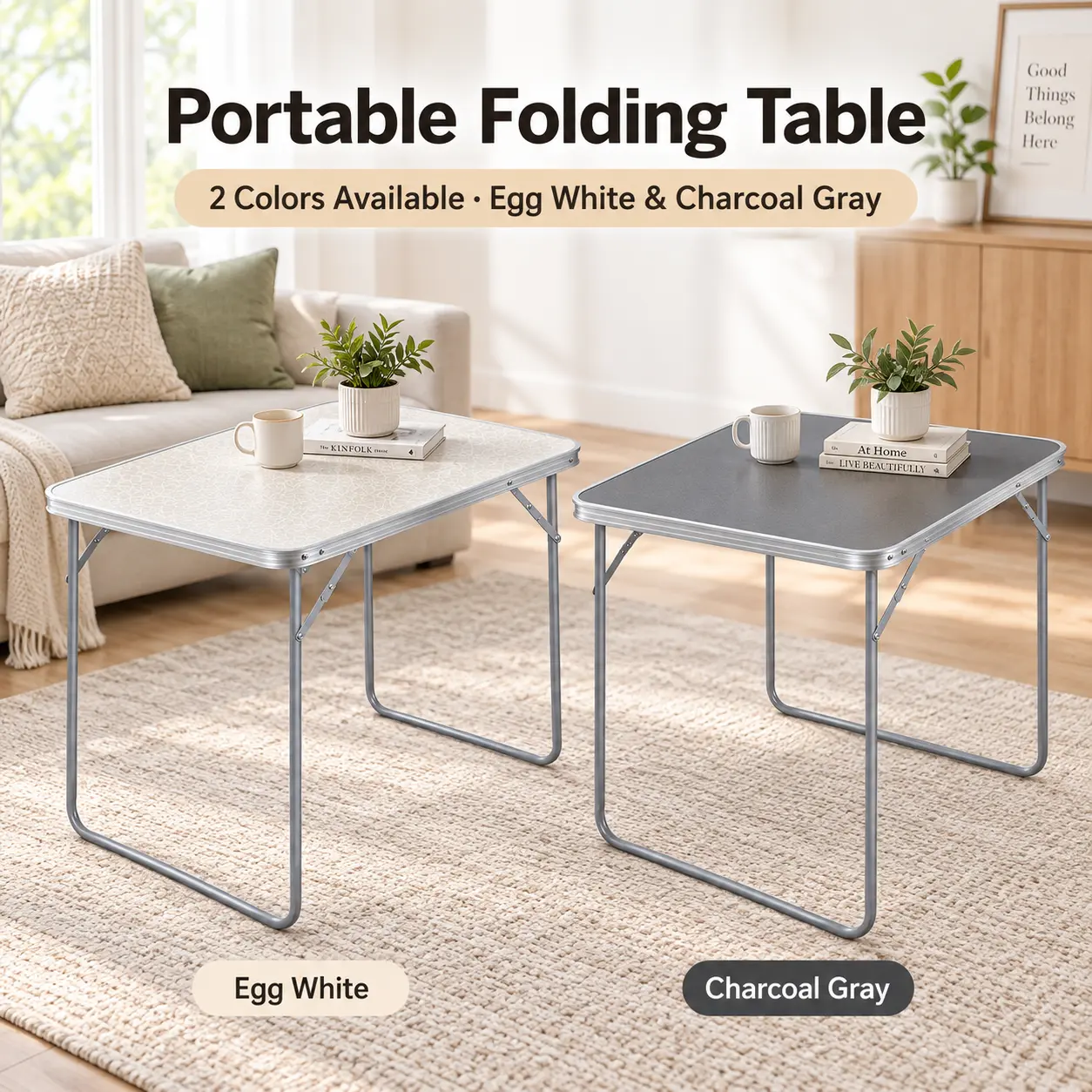Foldable Camping Plastic Utility Table - Portable, Card-Table Style, Compact Fold, Functional, Space-Saving for Parties, Fits Backyard, Outdoor Events