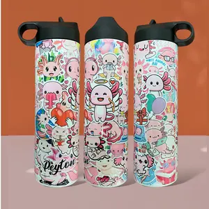Axolotl Personalized 20oz Straw Lid Water Bottle Double Wall Insulated Stainless Steel Kids Back to School Bottle Travel Cup Great Gift