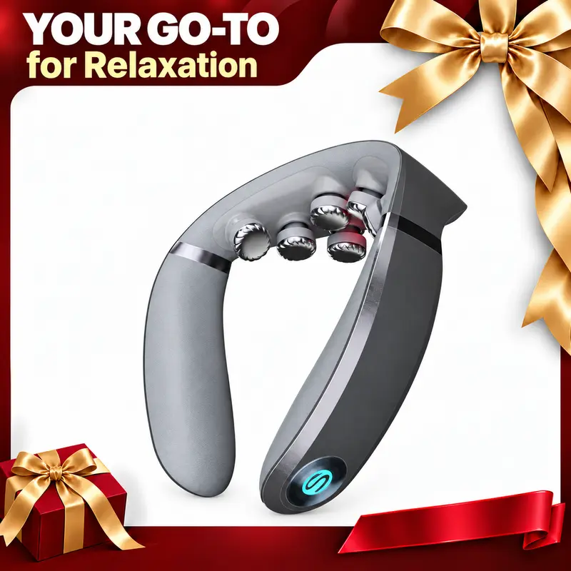 SKG Neck Massager with Heat, 9D Portable Deep Tissue Neck Massager, Cordless Electric Cervical Massager Gifts for Men and Women, SKG Power Neck Massager