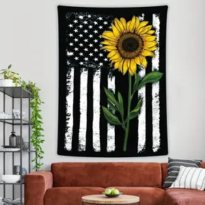 Flag Sunflower Tapestry Bedroom Aesthetic Tapestry Wall Hanging For Living Room Dorm Room Office Home Decor Decoration Items Design Decorative