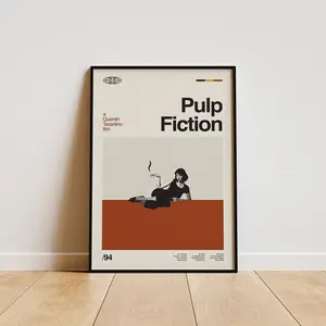 Pulp Fiction Poster, Retro Wall Decor, Vintage Crime Aesthetic Print, Modern Room Decoration