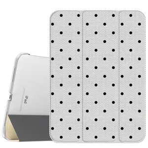 Black Lace Polka Dots Case for iPad A16 2025 / iPad air 6/ iPad mini 6, Slim Stand Cover with Soft Translucent Frosted Back Pencil Slot, for Samsung Galaxy Tab S9 Tablet Cases