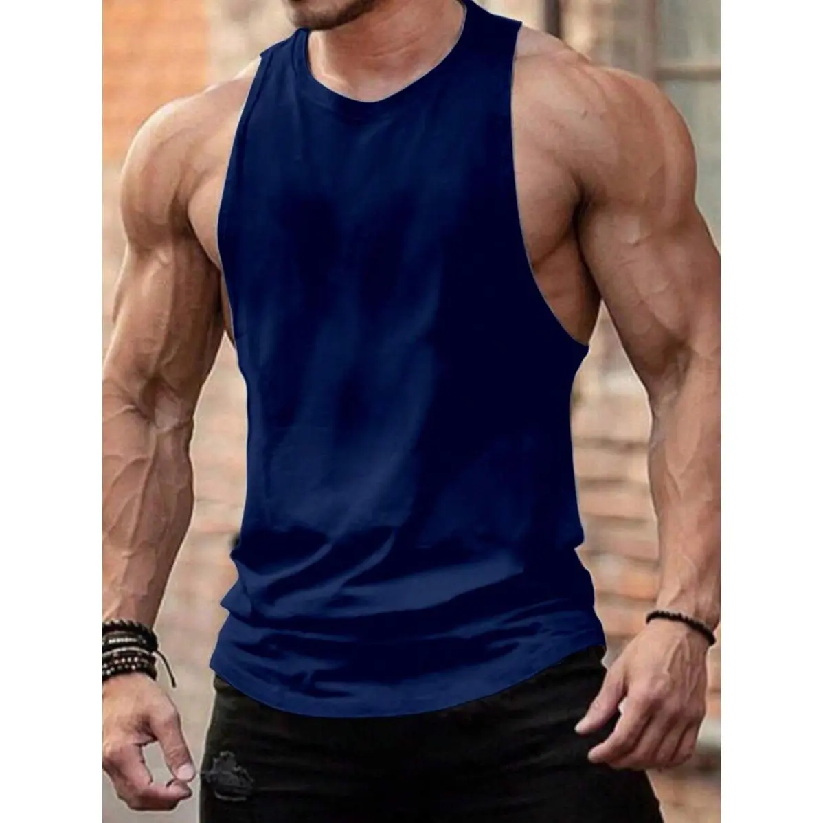 SHEIN Manfinity Dauomo Men's Minimalist Solid Color Round Neck Casual Tank Top, Summer
