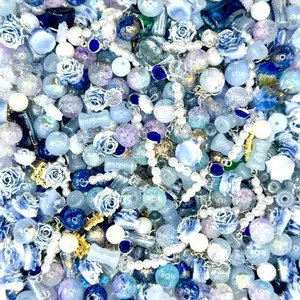 Royal Blue High Quality Crystal & Glass Beads and Charms Kit for DIY Beading Jewelry, Bracelets and Accessories and other DIY Projects such as Sun-catchers and Car Hangers