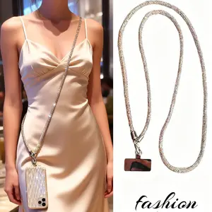 Rhinestone Universal Phone Lanyard Crossbody for Women, Shiny Anti-Theft Phone Chain Strap Compatible with Most Smartphones