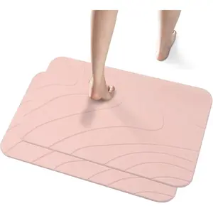 2 Pack Diatomaceous Earth Shower Mat, Stone Bath Mat, Nonslip Super Absorbent -Drying Hard Bath Mat for Bathroom Shower Floor, 23.62 x 15.35 inch,