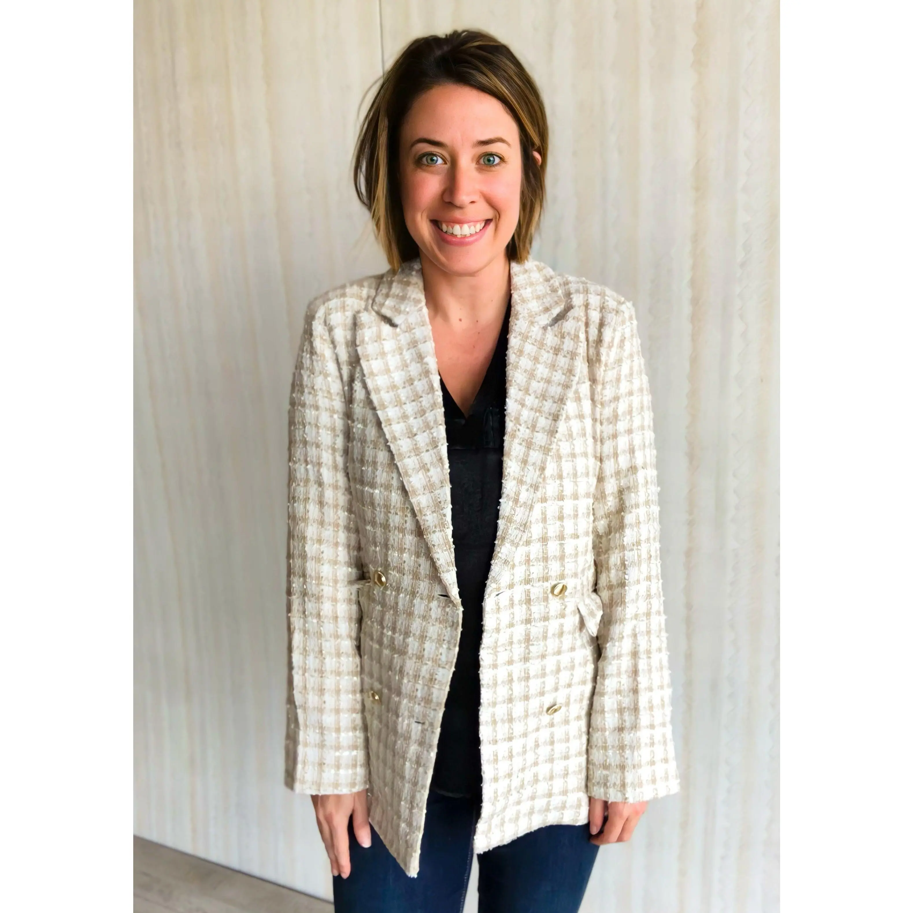 Classic Taupe Tweed Blazer