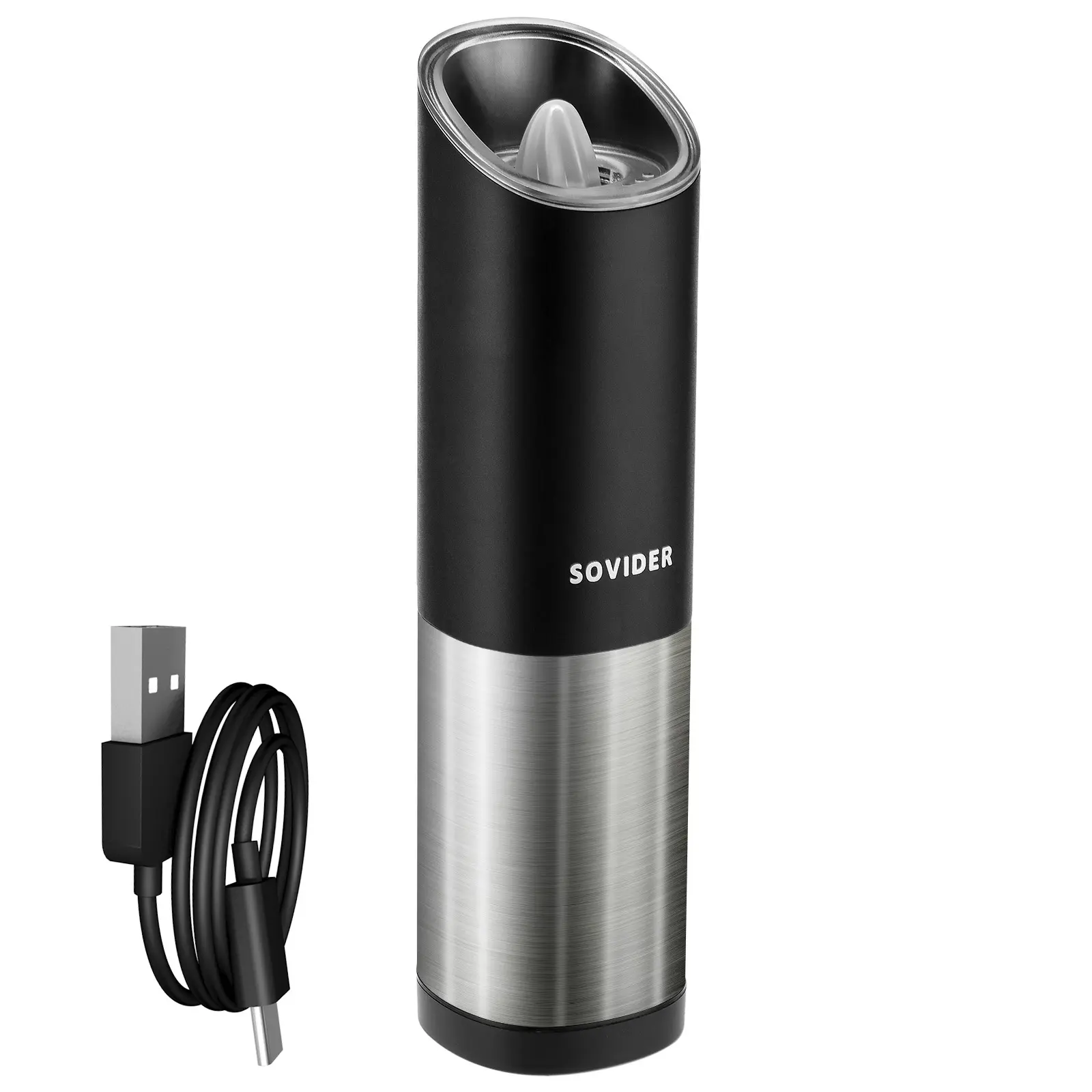 SOVIDER USB-Powered Electric Salt and Pepper Shaker Set, Stainless Steel Kitchen Utensils with Charging Base for Seasoning Spices (TikTokShopBlackFriday), Salt Pepper Shaker