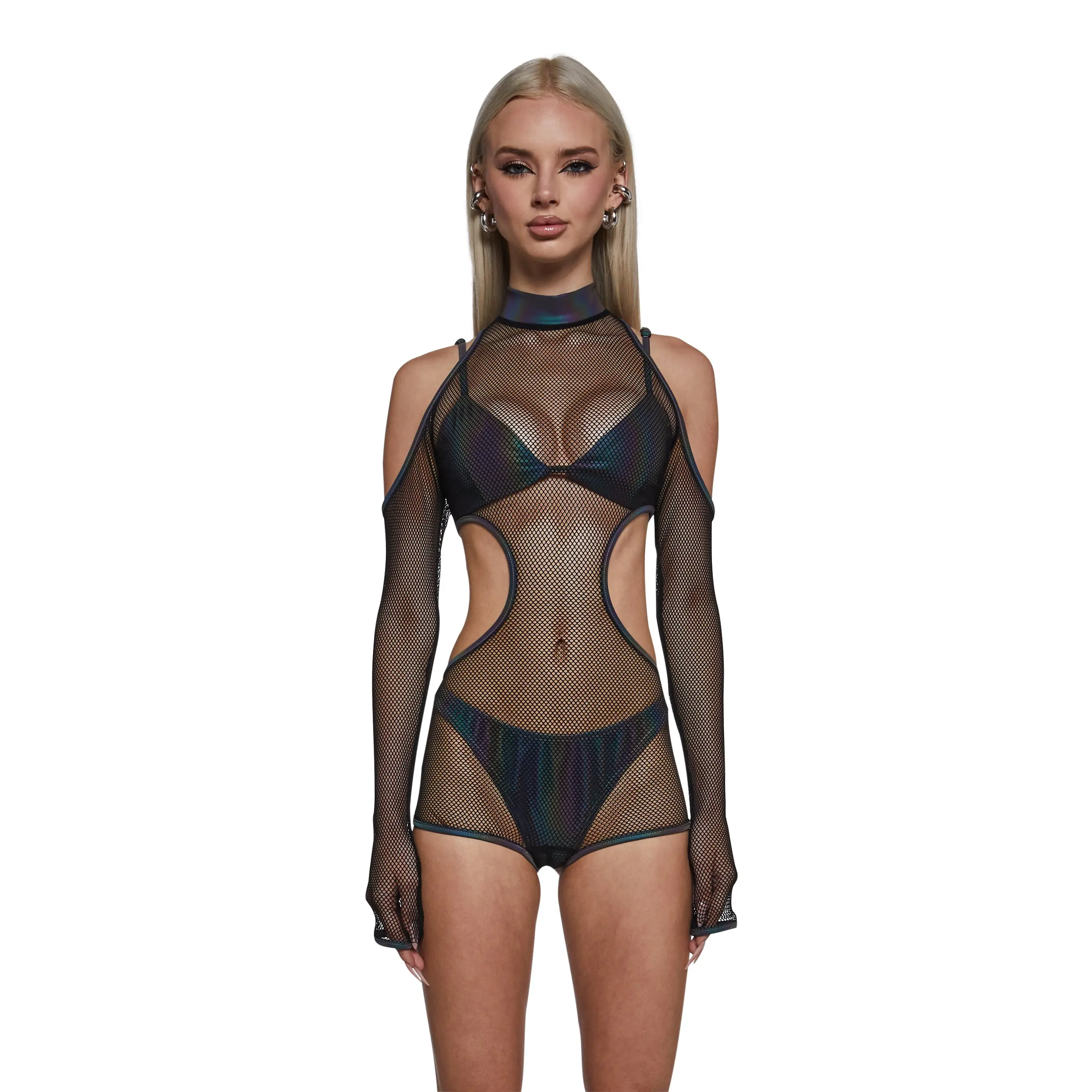 Seraph Reflective Bikini Romper Set