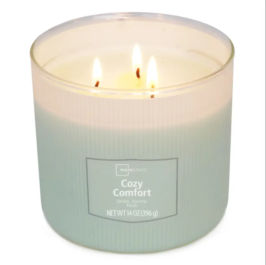 Cozy Comfort Scented 3-Wick Candle, 14 oz, Textured Wrapped Jar Candle for Home Fragrance
