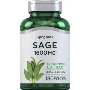 Piping Rock Sage Supplement for Women and Men | 1600mg | 180 Capsules | Herb Leaf Extract | Non-GMO, Gluten Free