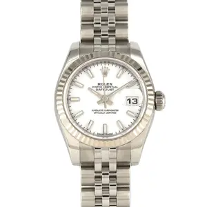 Pre-owned ROLEX 18K White Gold (Au750) Small Leather Goods Datejust Stainless Steel White Gold