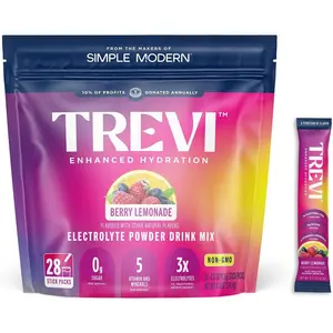 TREVI™ Sugar Free Electrolytes - Drink Mix Hydration Powder Packets - 28 Count Berry Lemonade