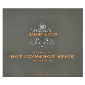 Harney & Sons Spicy Black Tea, Hot Cinnamon Spice, 50 Tea Bags, 3.17 oz (90 g)