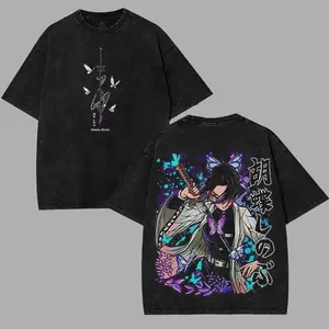 Shinobu Kocho Insect Hashira v4 Demon Slayer Kimetsu No Yaiba anime manga Washed t-shirt  2 sided printing Soft graphic t-shirts classic vintage