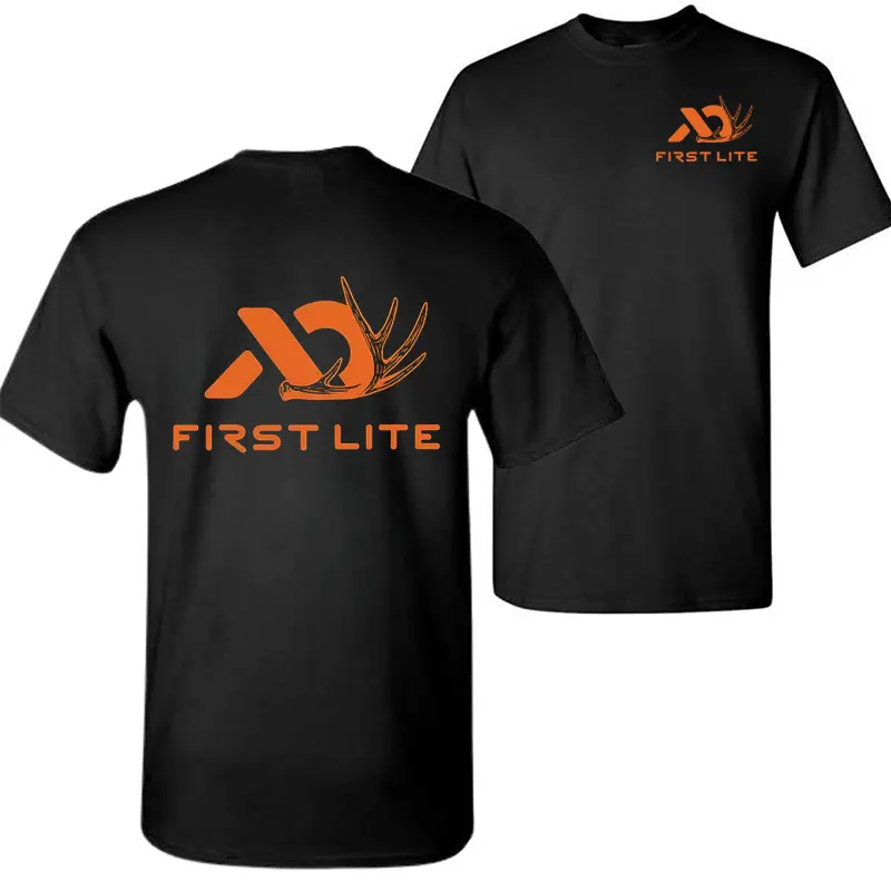 Cotton - First Lite Hunting T-Shirt, Minimal Logo Graphic Tee, Outdoor Hunting Apparel Shirt, Camouflage Lifestyle Tee, Gift for Men, shirts for men tees