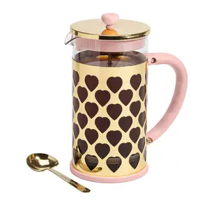 Press Coffee Maker With Heart Shaped Measuring Scoop  2-piece Set 8-cup Or 34-ounce Pink