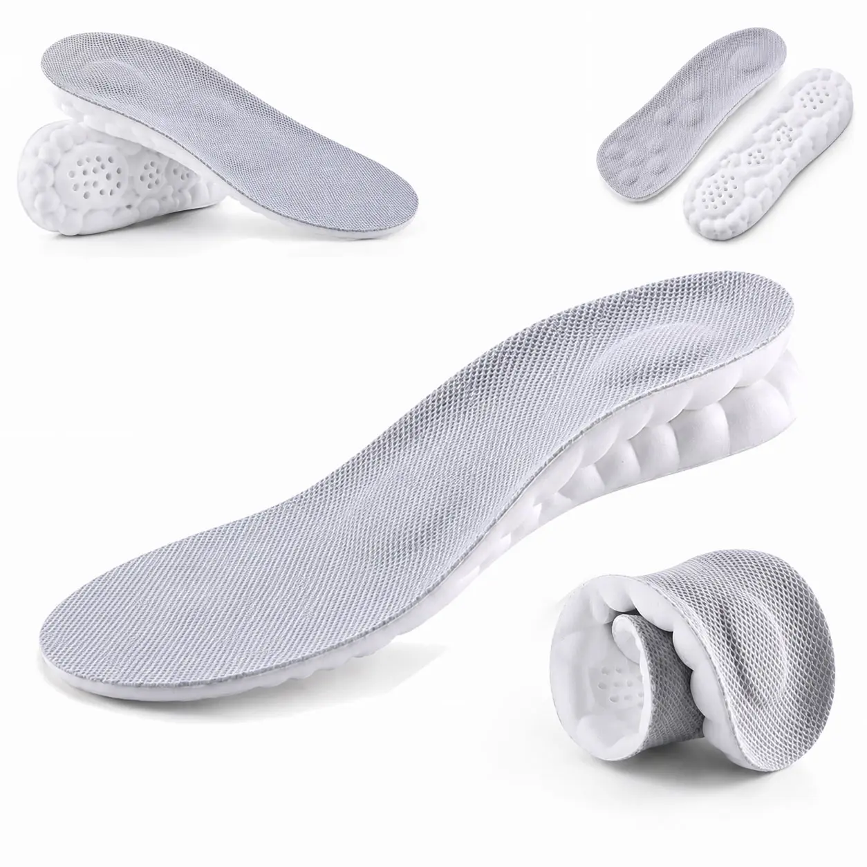 4D Cloud Trimmable Memory Foam Ventilated Foot Cushion Inserts, Soft Layer Buffer Shoe Pads Compatible With Men Women Casual Sneakers & Work Footwear