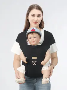 Cute Bear Embroidery Infant Baby Carrier - Dual Front & Back Carry Positions, Breathable Soft Fabric, Full Leg Guard, Adjustable Waist Lumbar Support, Lightweight Sling for 0-36 Months Babies