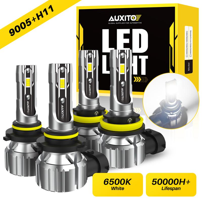 【CONFIRM MODEL BEFORE ORDER】AUXITO 9005/HB3/9006/HB4/H11/H9/H8/H7 White LED Headlight Kit High/Low Beam Bulbs Super Bright 6500K 30000LM