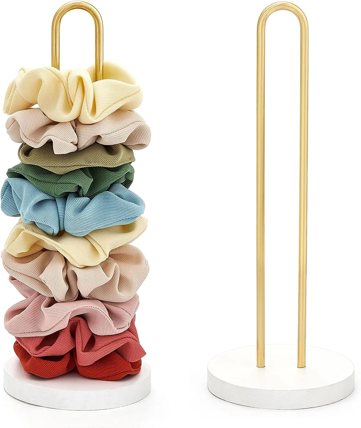 2 count Scrunchies Holder Stand Hair Accessories Organizer  White Metal Scrunchies Tower Hold 25-35 Scrunchies Modern Vertical Hair Tie Organizer  Scrunchy Holder for Girls