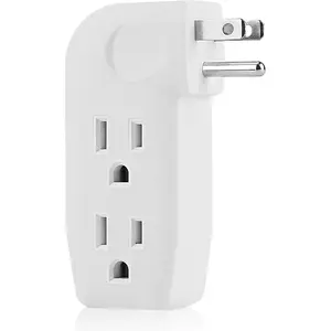 3-Way Vertical Wall Tap Outlet Splitter Adapter with 3-Prong Plug, Compact Size, Durable Hard Plastic, UL Listed, Rechargeable Sockets, Manufacturer Warranty, 1PK (Ideal for Behind Furniture)