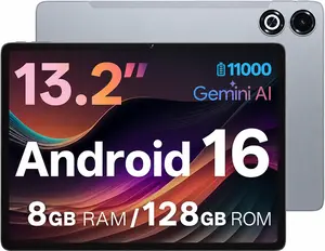 13 Inch Android 16 Tablet, 8GB+128GB+2TB Expand, 1600*2240 90Hz  IPS Display, 11000mAh Battery+ 20W Fast Charging, Octa-Core Processor, Wi-Fi & BT5.0, GPS, Large Screen Tablet with Case