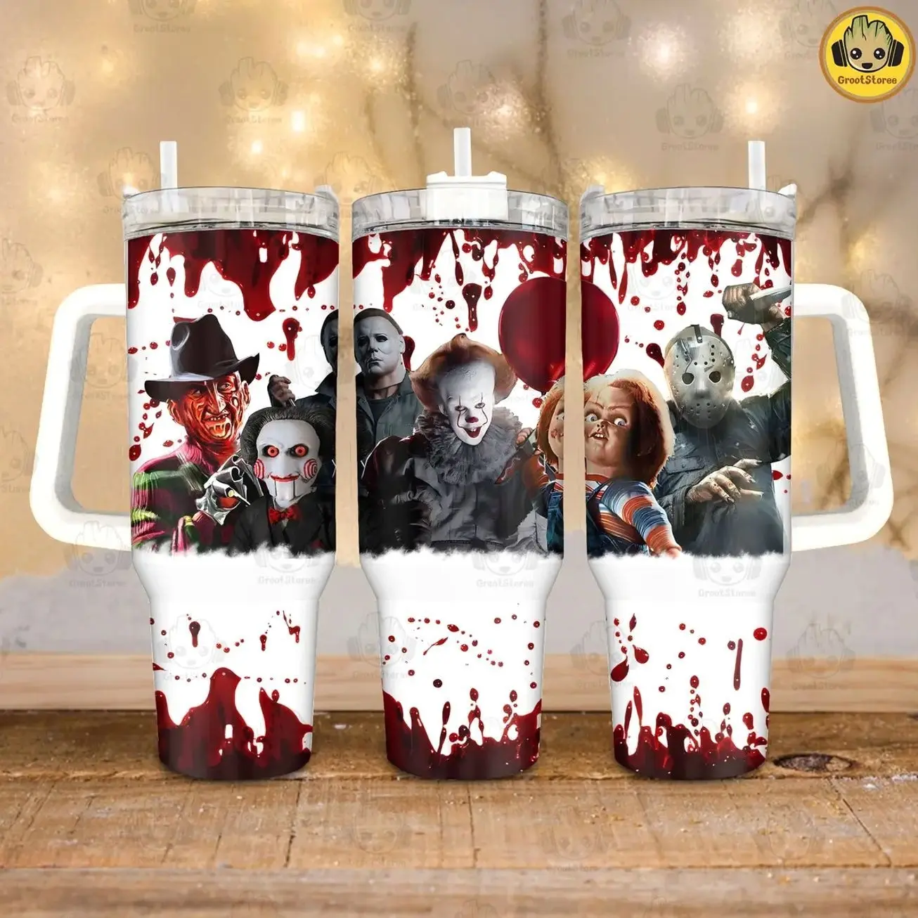 Halloween Movie Character 40oz Tumbler, Halloween Horror 40oz Insulated Cup, Characters Tumbler, Halloween Gift