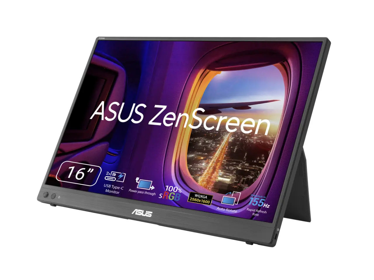 ASUS ZenScreen 16 inch WQXGA Full HD 155Hz USB-C IPS Portable Monitor with Tripod Socket MB16NCG