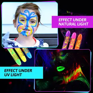 Glow in The Dark Face Paint - 50ml UV Reactive Markers, Washes Off Easily, Safe for Kids Skin, Ideal for Halloween & Cosplay Makeup