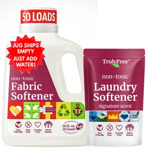 TrulyFree Softening Rinse for Clothes - Plant-Based Formula for Babies & Kids - 50oz Refillable Bottle with Measuring Cap - Gentle & Safe for All Fabrics - Non-Toxic Signature Scent - 50 Loads