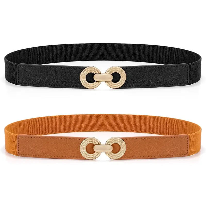 black elastic belt with gold buckle - TikTok Shop display picture 2