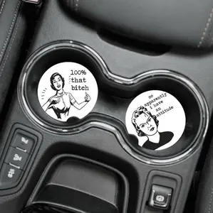 Funny, Inappropriate stone car cup holder coasters.. gag gift, white elephant, stocking stuffers