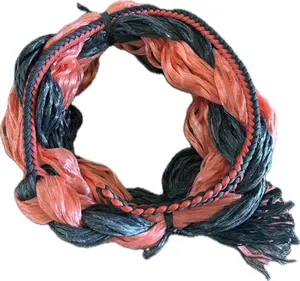 Adult Saddle Bronc Rein Extra Soft Red & Black Cord on Black & Red Poly 6'