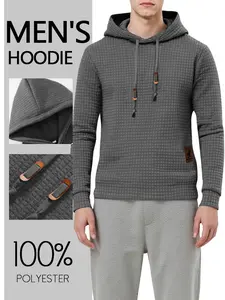 Men's Fall Oversized Outdoor Sweatshirt – Casual Waffle Knit Long Sleeve Crewneck Split Pullover Tunic Tops For Camping Or Hiking